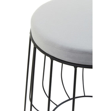 Orsina Hayes Grey Velvet Stool – Modern Tall Seating with Black Frame