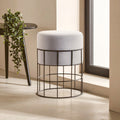 Orsina Hayes Velvet Stool – Grey Round Vanity Seat with Cage Frame
