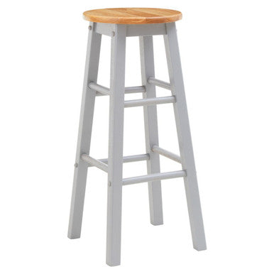 Orsina Chester Natural and Grey Wood Kitchen or Breakfast Bar Stool