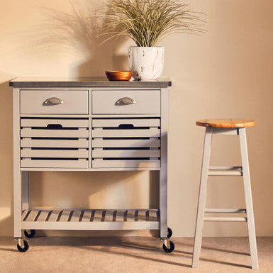 Orsina Chester Natural and Grey Wood Kitchen or Breakfast Bar Stool