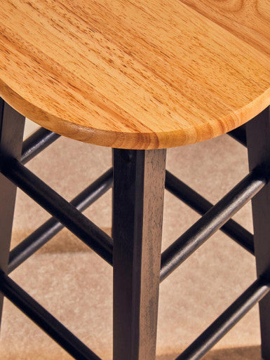 Orsina Chester Kitchen Bar Stool | Black and Natural Wood Seating