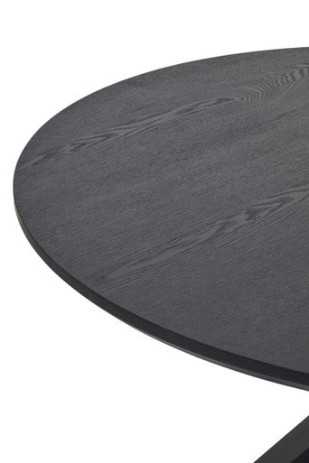 Orsina Salford Round Dining Table – Black Wood Veneer & Metal Legs