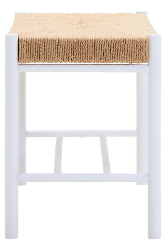 Orsina Bandar Small White Wood and Natural Rope Bench for Hallways