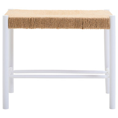 Orsina Bandar Small White Wood and Natural Rope Bench for Hallways