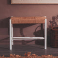 Orsina Bandar Small White Wood and Natural Rope Bench for Hallways