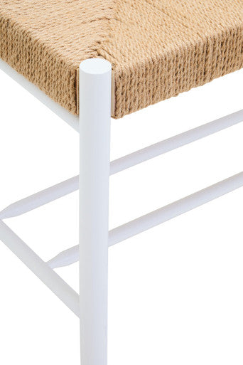 Orsina Bandar Small White Wood and Natural Rope Bench for Hallways