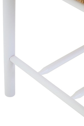 Orsina Bandar Small White Wood and Natural Rope Bench for Hallways