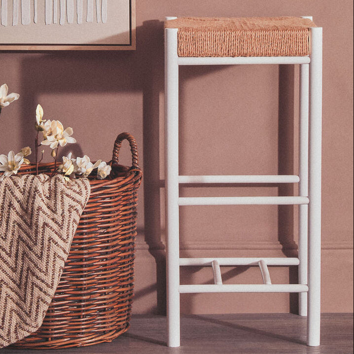 Orsina Bandar Bar Stool – Natural Rope and White Kitchen Island Seating