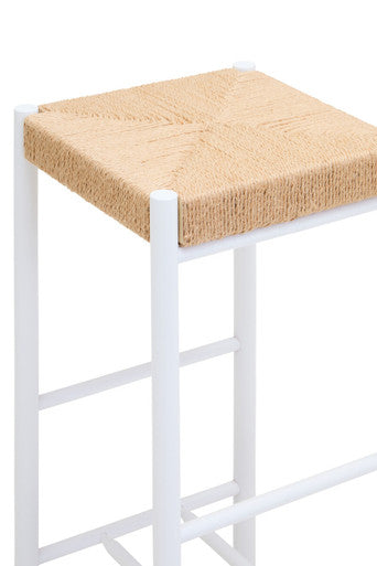 Orsina Bandar Bar Stool – Natural Rope and White Kitchen Island Seating