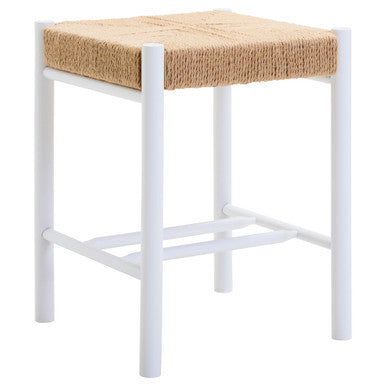 Orsina Bandar Natural Rope and White Wood Stool – Coastal Accent Seating
