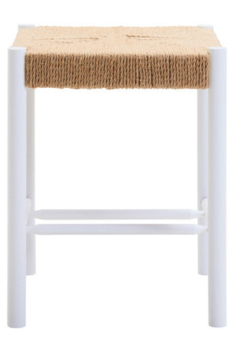 Orsina Bandar Natural Rope and White Wood Stool – Coastal Accent Seating