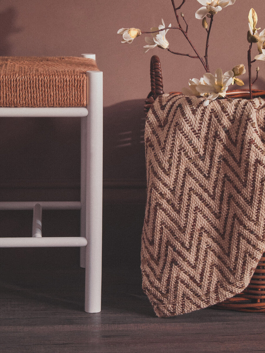 Orsina Bandar Natural Rope and White Wood Stool – Coastal Accent Seating