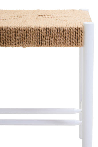 Orsina Bandar Natural Rope and White Wood Stool – Coastal Accent Seating