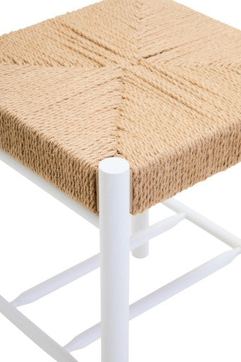 Orsina Bandar Natural Rope and White Wood Stool – Coastal Accent Seating