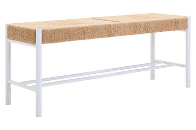 Orsina Bandar Large Coastal Entryway Bench | Natural Rope & White Wood