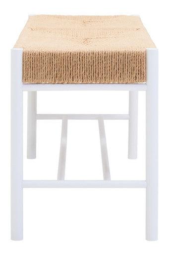Orsina Bandar Large Coastal Entryway Bench | Natural Rope & White Wood