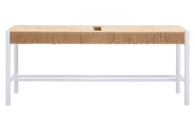 Orsina Bandar Large Coastal Entryway Bench | Natural Rope & White Wood