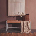 Orsina Bandar Large Coastal Entryway Bench | Natural Rope & White Wood