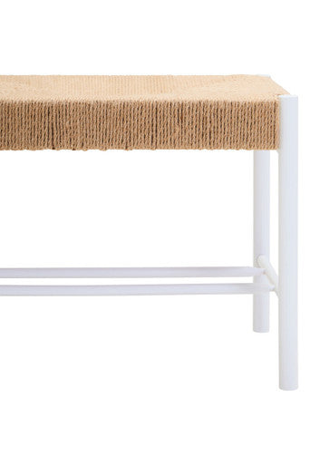 Orsina Bandar Large Coastal Entryway Bench | Natural Rope & White Wood