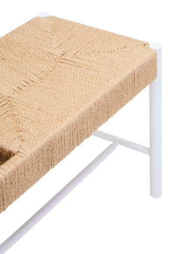 Orsina Bandar Large Coastal Entryway Bench | Natural Rope & White Wood