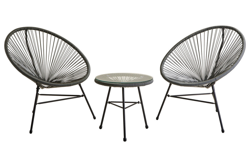 Orsina Miami Grey 3 Piece Rattan Patio Set | Modern Garden Furniture