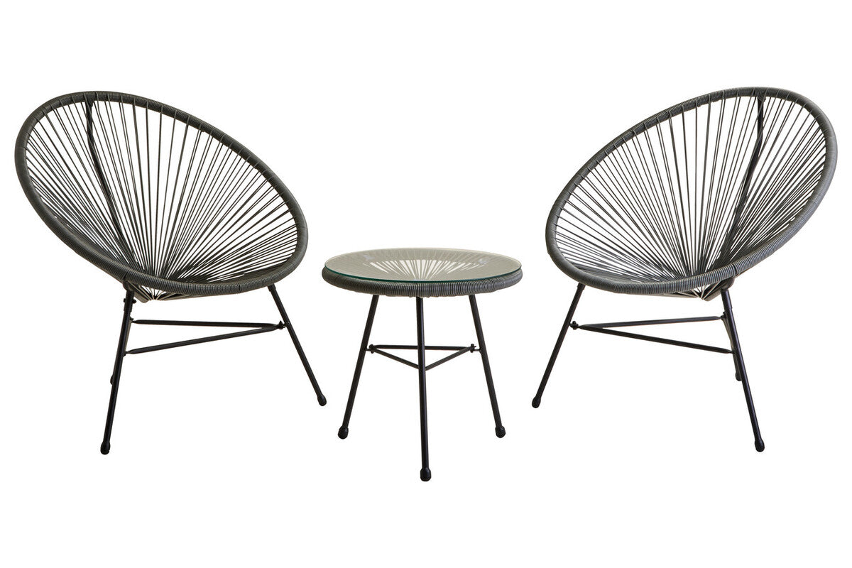 Orsina Miami Grey 3 Piece Rattan Patio Set | Modern Garden Furniture