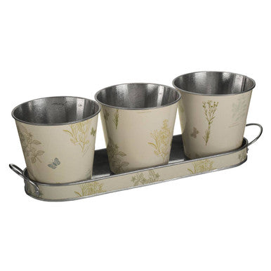 Orsina Jardin Trio Plant Pots with Tray – Indoor Herb Planter Set