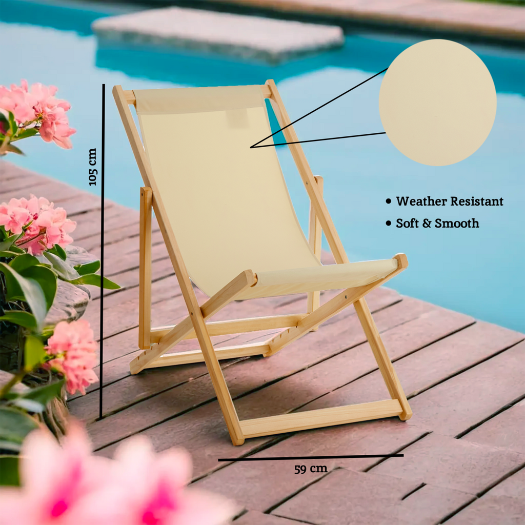 Orsina Beauport Cream Deck Chair – Reclining Outdoor Garden Seating