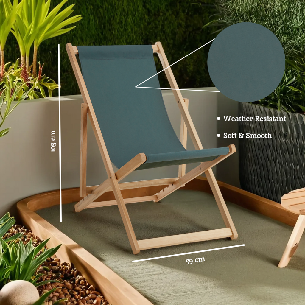 Orsina Beauport Khaki Deck Chair – Adjustable Outdoor Patio Lounger