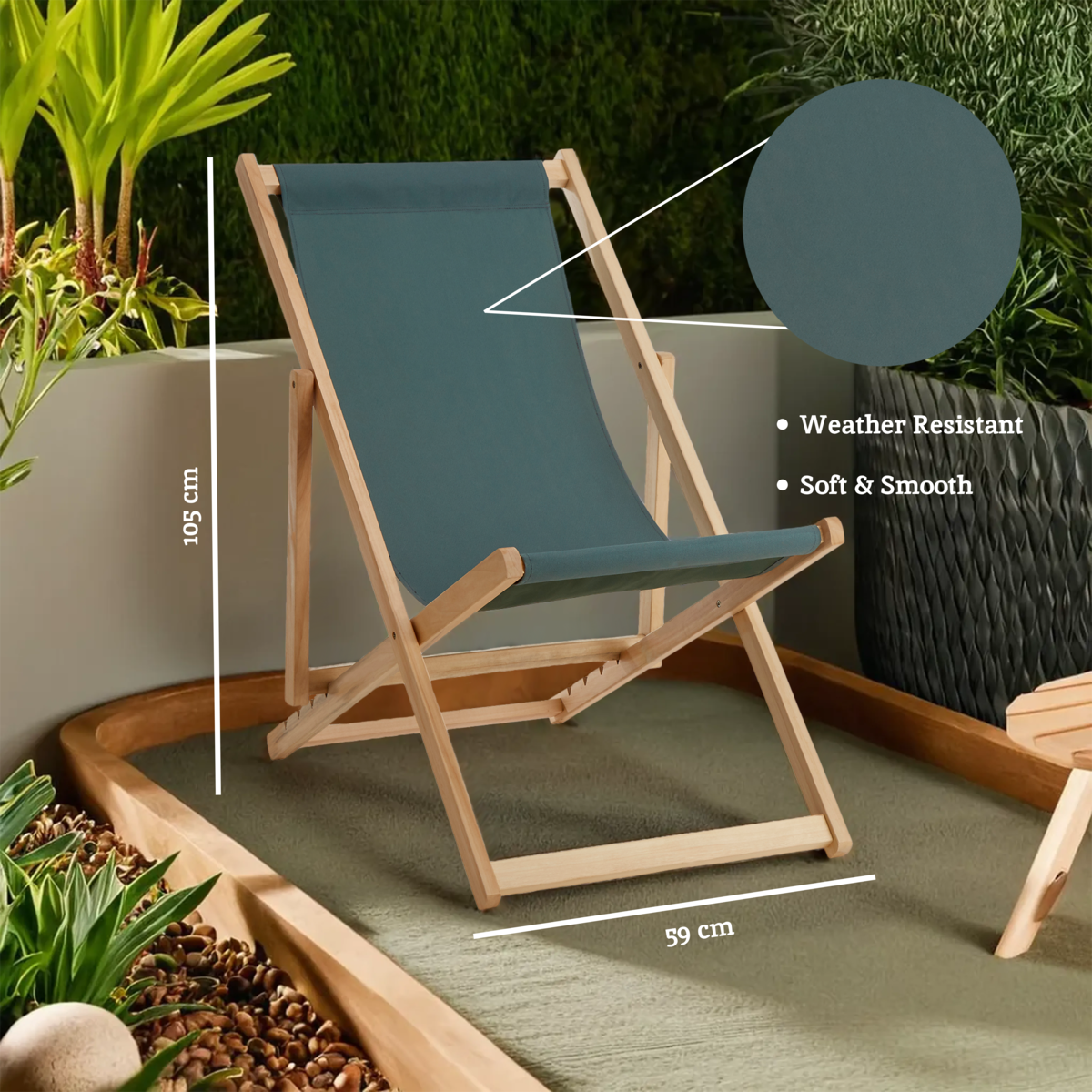 Orsina Beauport Khaki Deck Chair – Adjustable Outdoor Patio Lounger