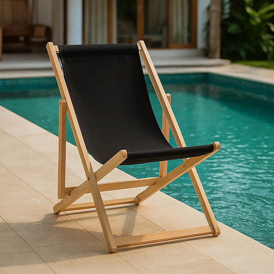Orsina Beauport Black Deck Chair – Folding Reclining Outdoor Seating