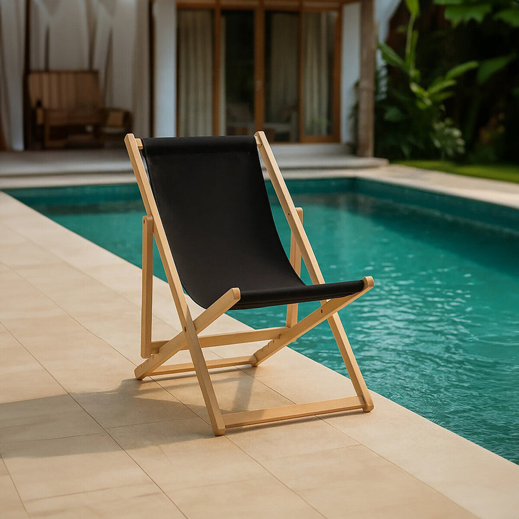 Orsina Beauport Black Deck Chair – Folding Reclining Outdoor Seating