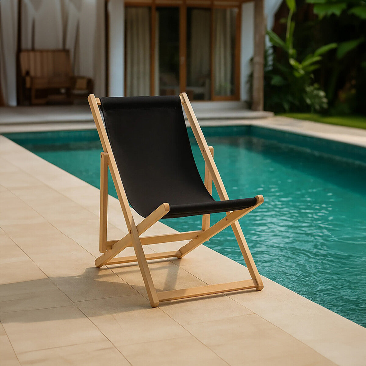 Orsina Beauport Black Deck Chair – Folding Reclining Outdoor Seating