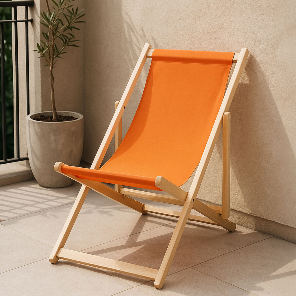 Orsina Beauport Orange Deckchair – Folding Canvas Outdoor Lounge Chair