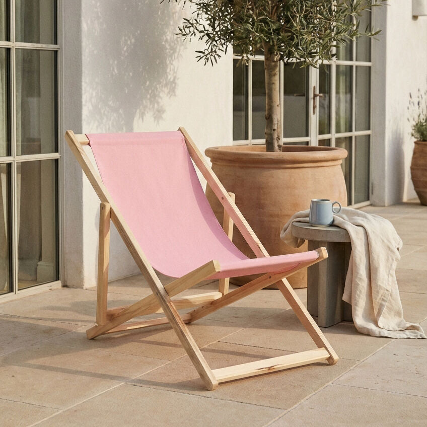 Orsina Beauport Pink Deckchair | Foldable Adjustable Outdoor Lounger
