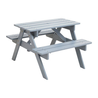 Orsina Kids Picnic Bench – Grey Wooden Childrens Garden Table