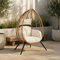 Orsina Goa Natural Rattan Effect Egg Accent Chair with Cream Cushions