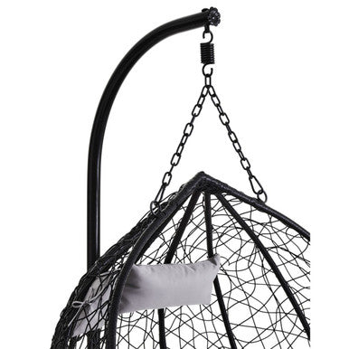 Orsina Goa Black Rattan Double Hanging Chair with Grey Cushions