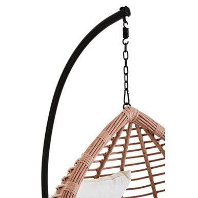 Orsina Goa Natural Rattan Effect Egg Hanging Chair with Cream Cushions