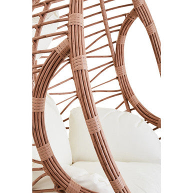 Orsina Goa Natural Rattan Effect Egg Hanging Chair with Cream Cushions