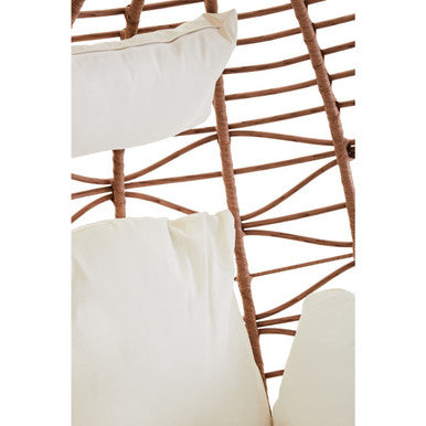 Orsina Goa Natural Rattan Effect Egg Hanging Chair with Cream Cushions