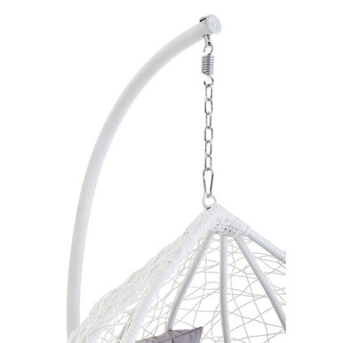 Orsina Goa White Rattan Effect Hanging Egg Chair with Grey Cushions