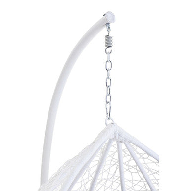 Orsina Goa White Rattan Egg Hanging Chair with Grey Cushions