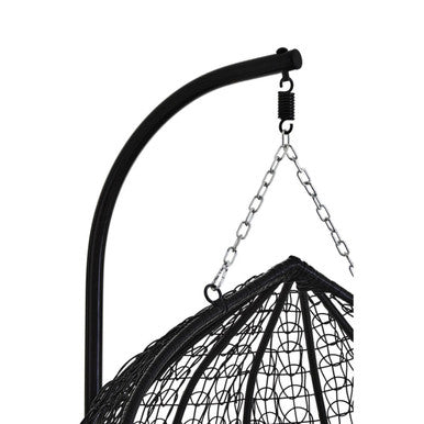 Orsina Goa Double Hanging Chair – Black Rattan with Grey Cushions