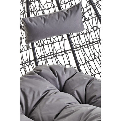 Orsina Goa Double Hanging Chair – Black Rattan with Grey Cushions