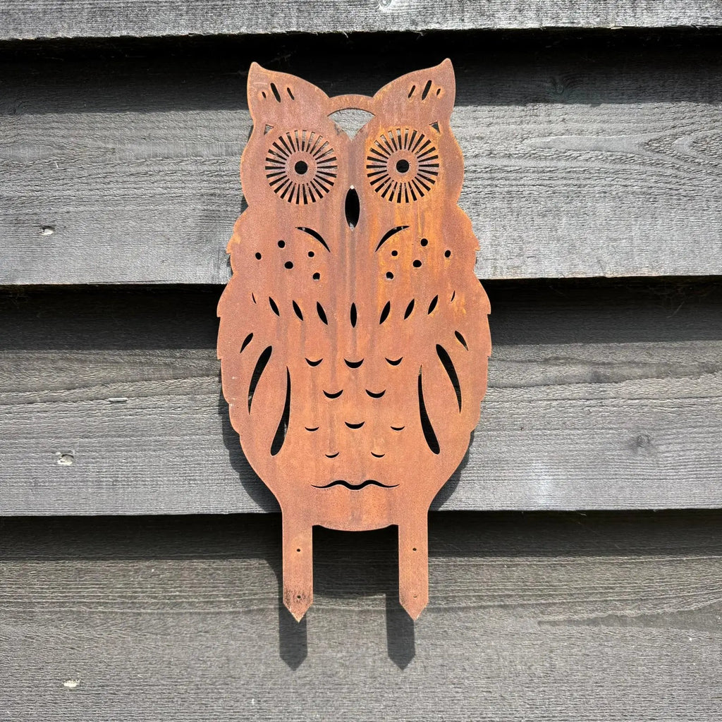 Rustic Metal Owl Garden Ornament – 35cm Steel Outdoor Sculpture