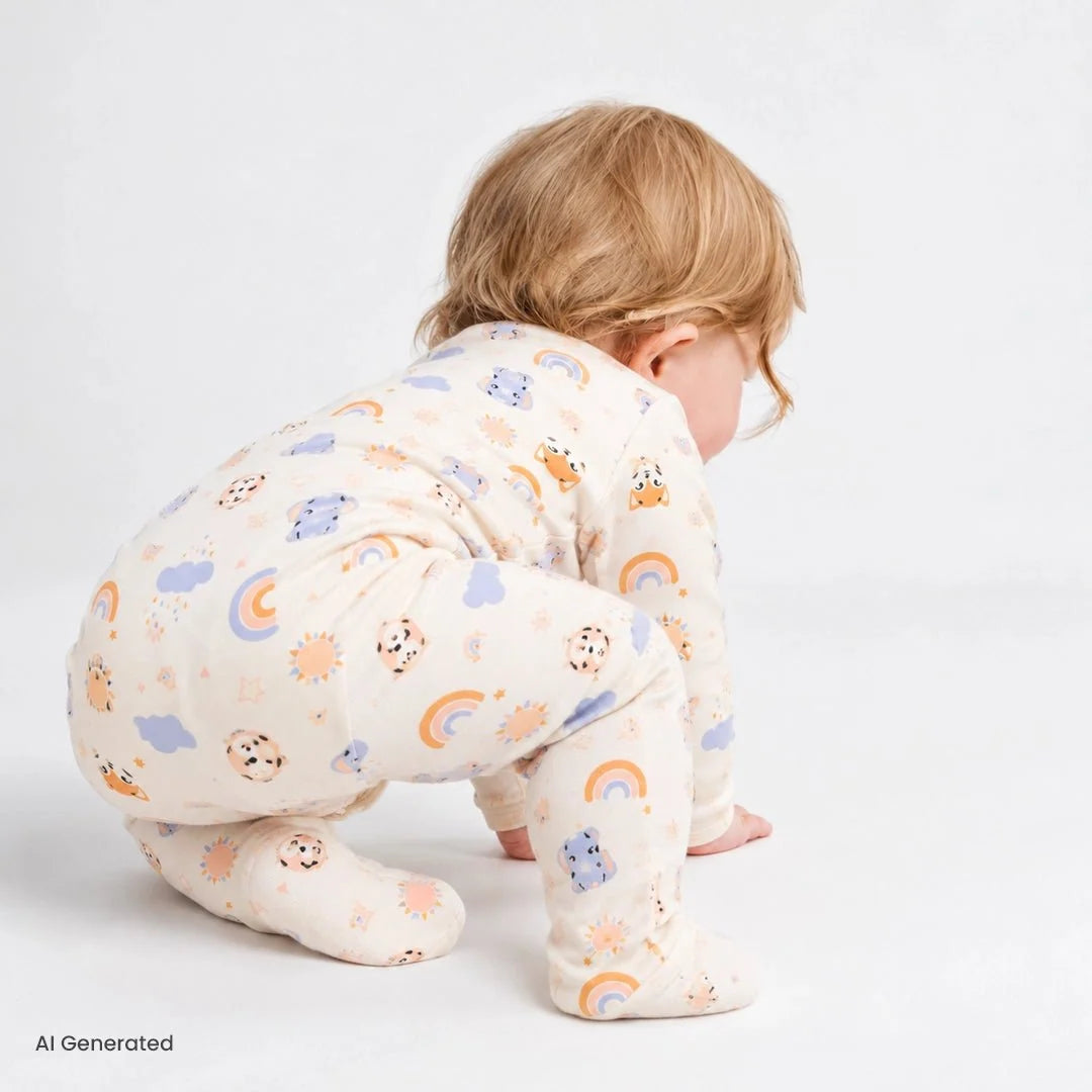 HelloBaby Newborn Girl Footed Jumpsuit - Beige