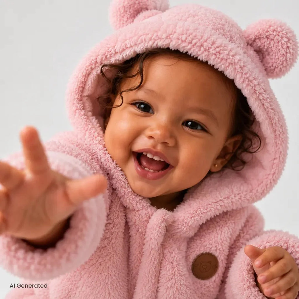 HelloBaby Newborn Girl Plush Footed Jumpsuit - Pink