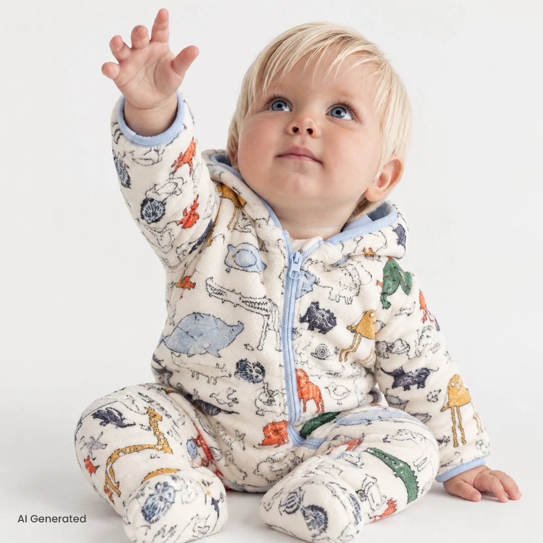 MidiMod Newborn Baby Boy Hooded-Footed Jumpsuit