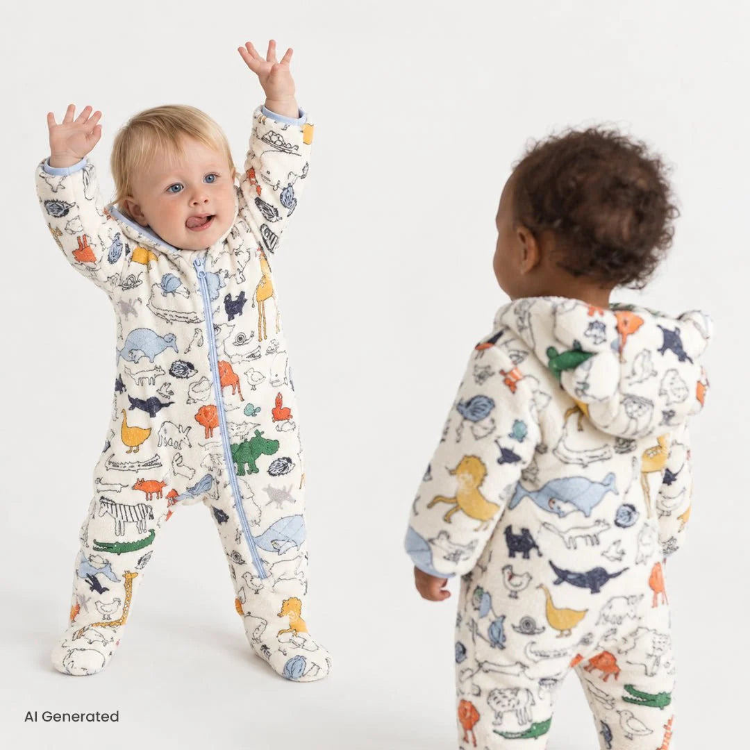 MidiMod Newborn Baby Boy Hooded-Footed Jumpsuit
